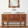 Solid antique oak vanity unit