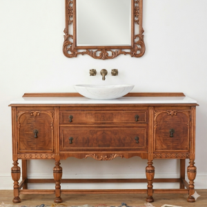 Solid antique oak vanity unit