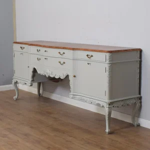 french oak sideboard vanity unit – restored antique grey finish